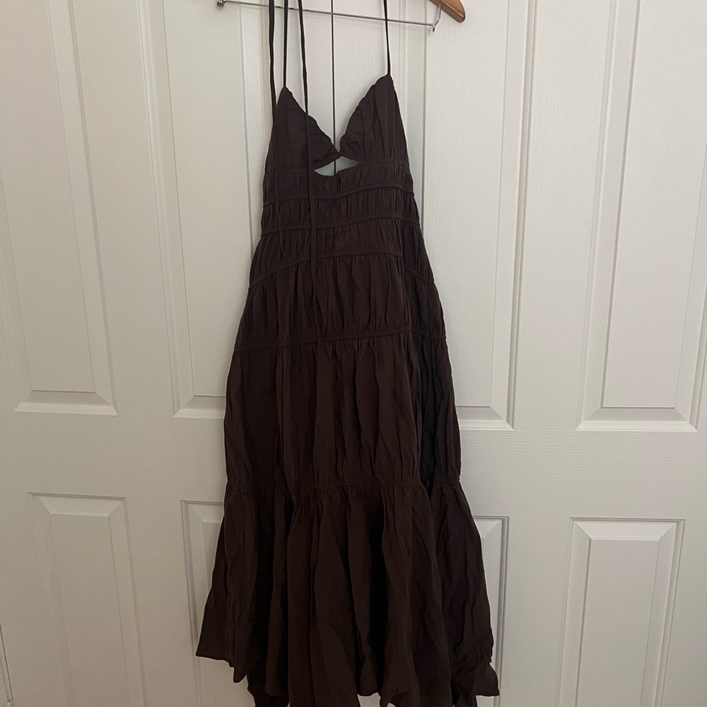 Cotton Brown Halter Dress